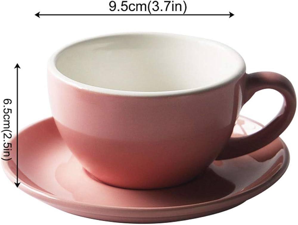 Porcelain Cappuccino Cups Set with Saucers in Multiple Colors