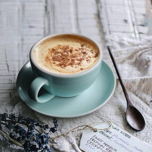 Porcelain Cappuccino Cups Set with Saucers in Multiple Colors