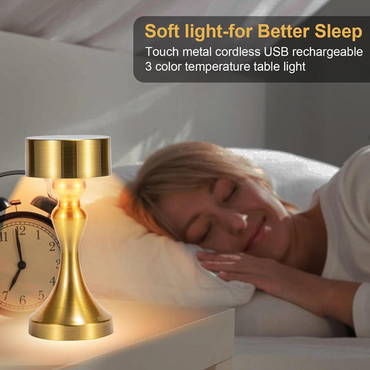LED Battery Table Lamp - Wireless USB Rechargeable Design