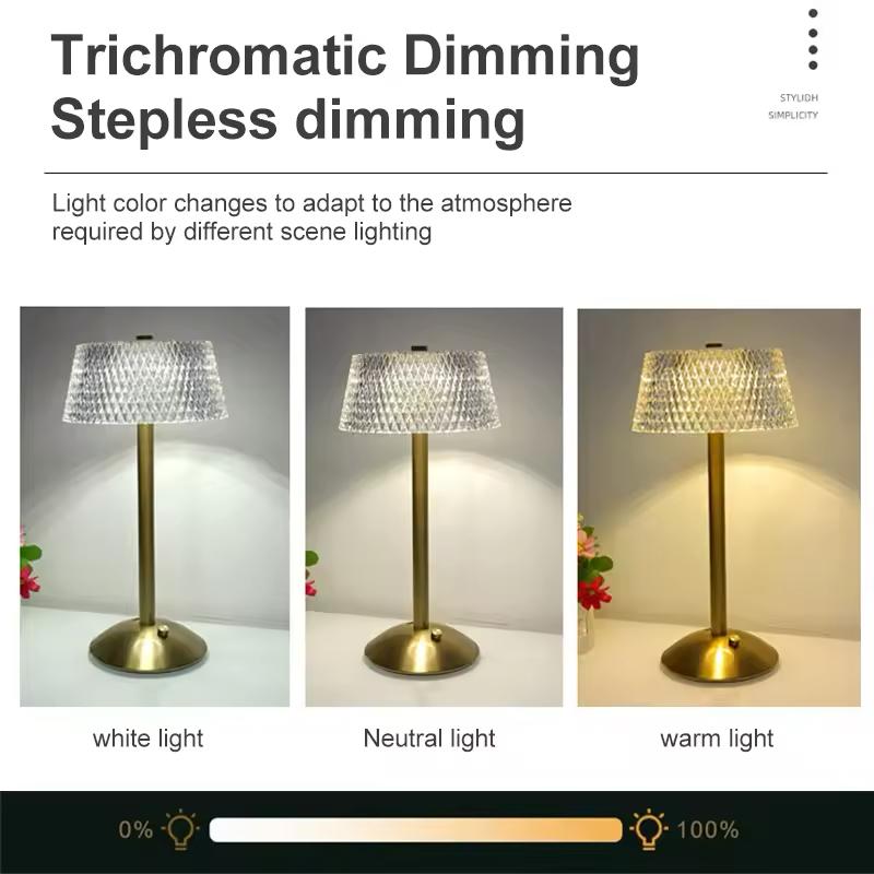 1-2Pcs LED Cordless Table Lamp USB Rechargeable Night Light