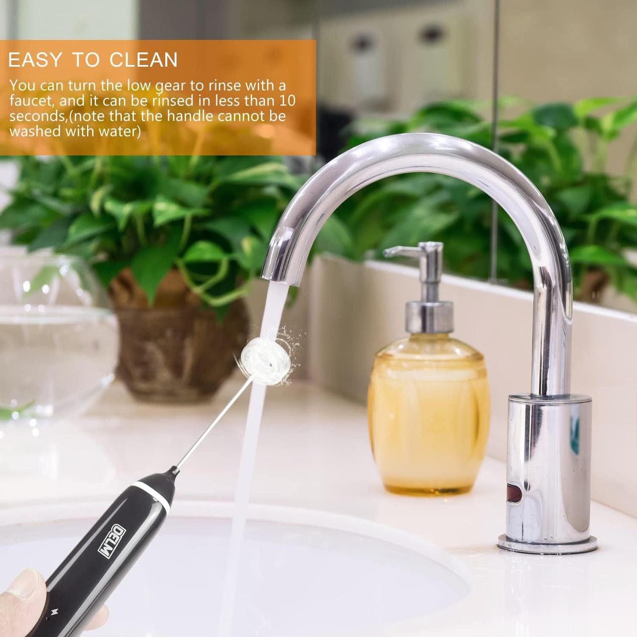 Delim USB Electric Milk Frother Stainless Steel for Matcha