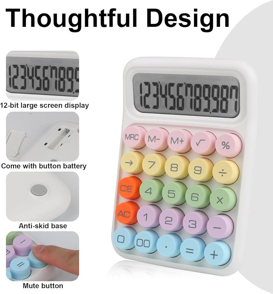 Colorful Electronic Calculator with 12 Digit Large LCD Display